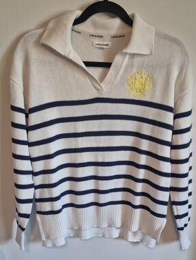 Life is Good Like New Striped Polo Knit Sweater - Small